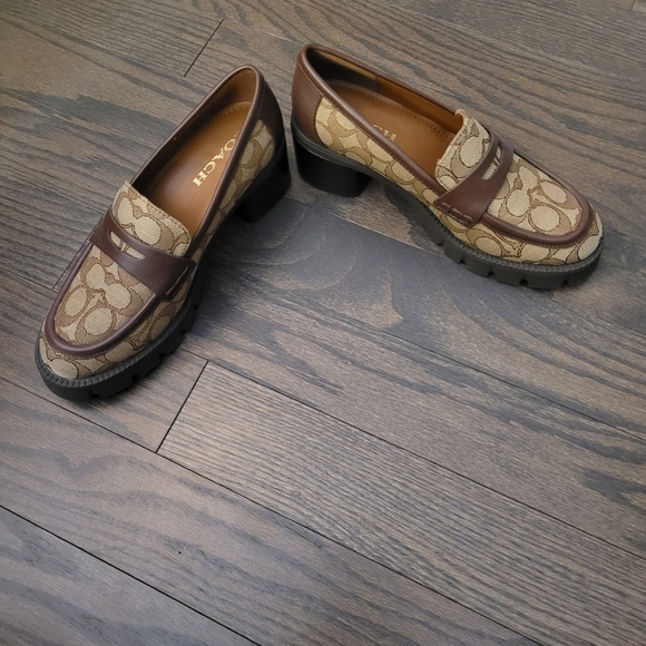 Coach Signature Jacquard Heeled Loafers - Picture 3 of 6